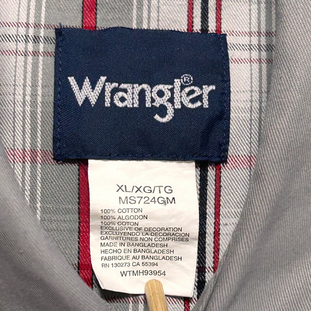 Wrangler Mens XL Western Brushpopper Pearl Snap Plaid Long Sleeve Cotton - Picture 3 of 10